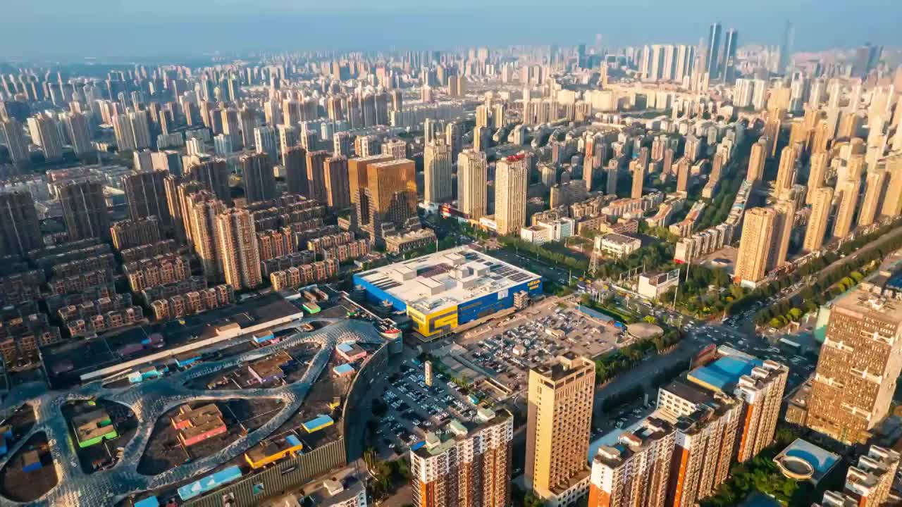 中国辽宁沈阳铁西区宜家家居商场航拍视频素材