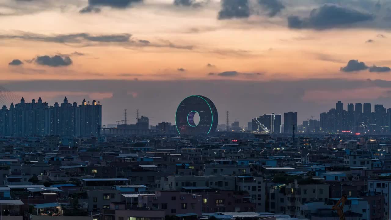 广东省广州市广州圆大厦夜景视频素材