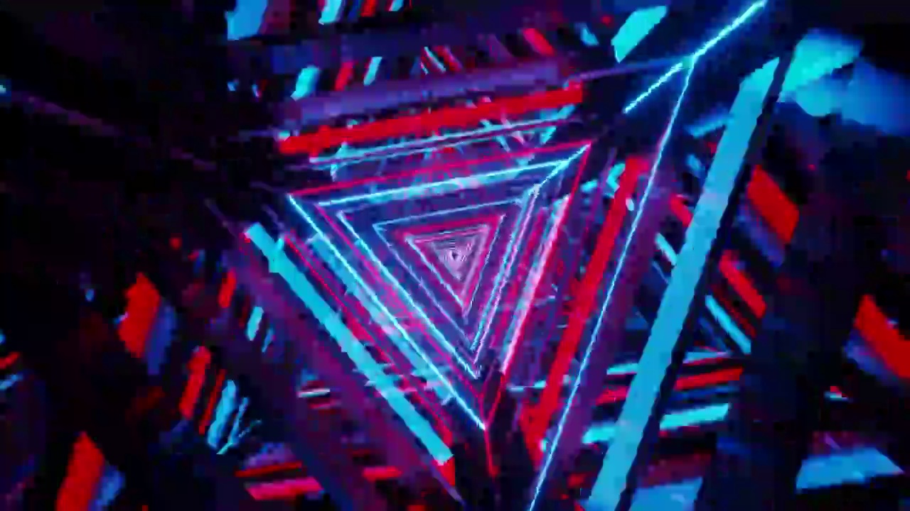霓虹灯特效三角形立体空间视频下载