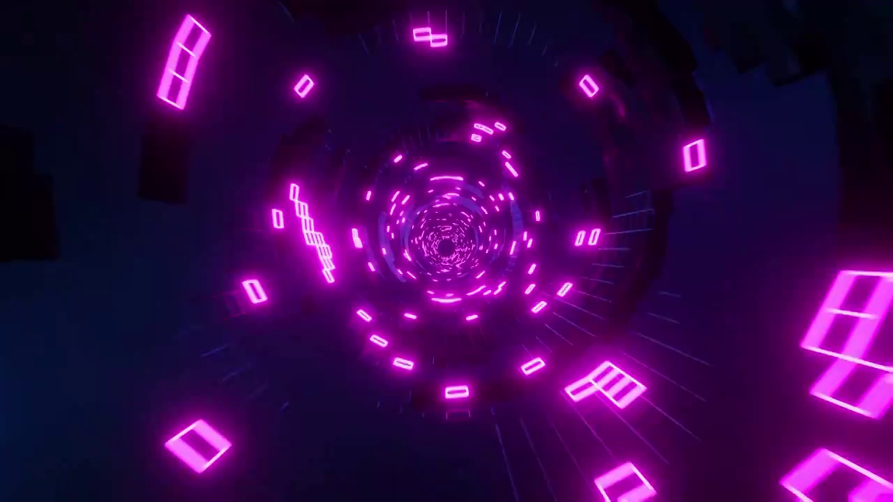 发光隧道抽象网格几何图形霓虹灯效果视频素材