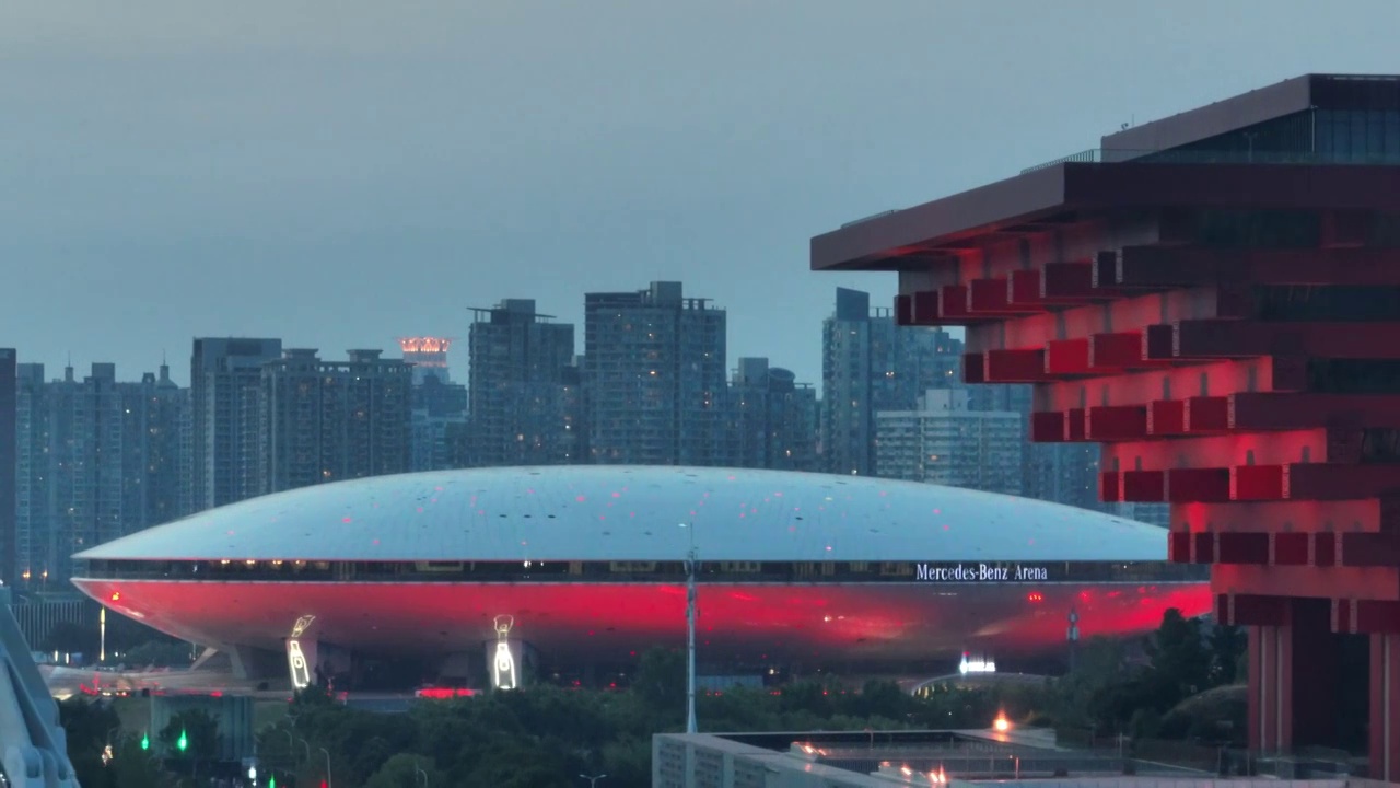 上海世博会中国馆城市风光航拍视频素材