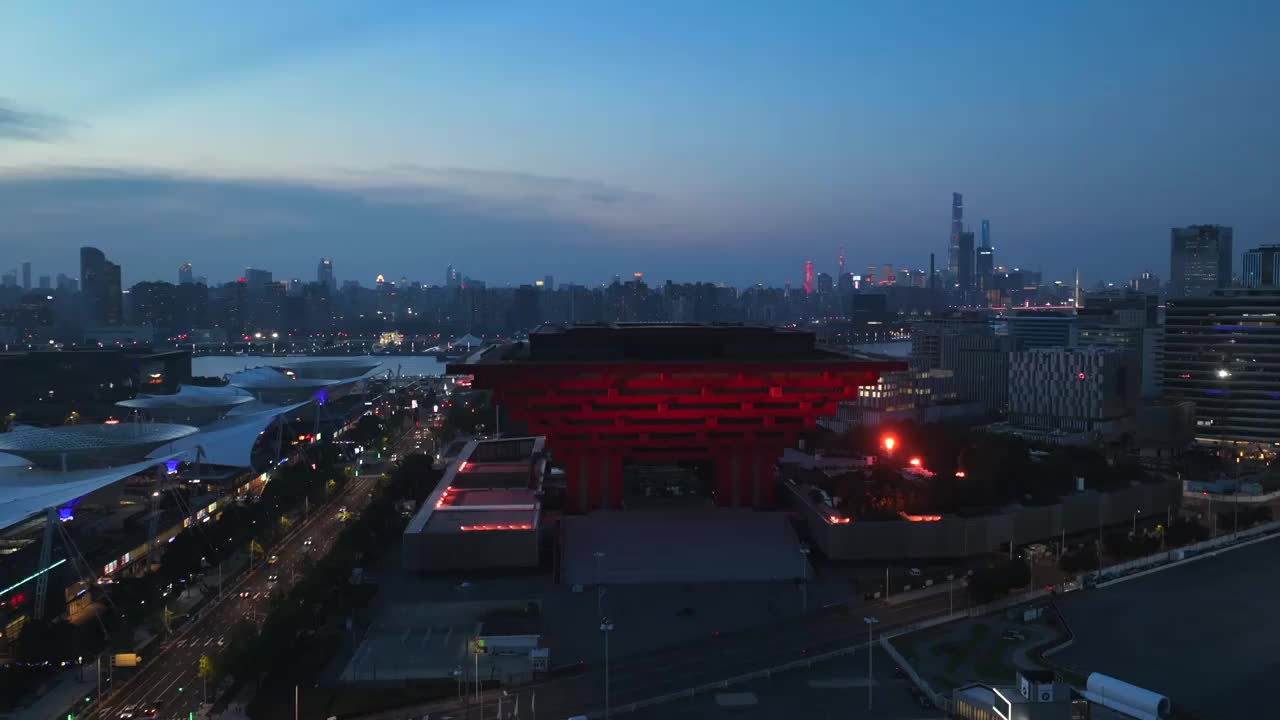 上海世博会中国馆航拍延时视频素材