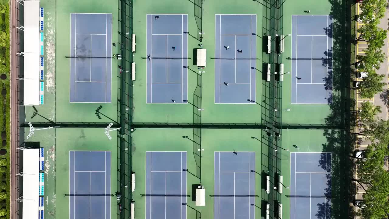 航拍网球场 运动 中山市体育视频下载