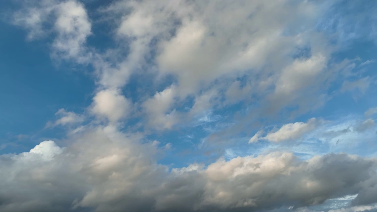 晴朗天气蓝色天空中变化的白云视频下载