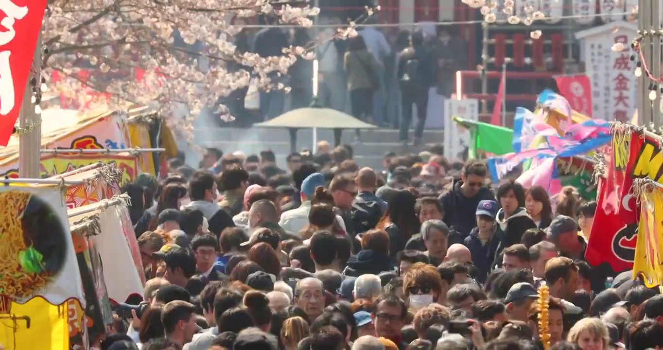 在日本东京的上野公园散步的人群视频素材