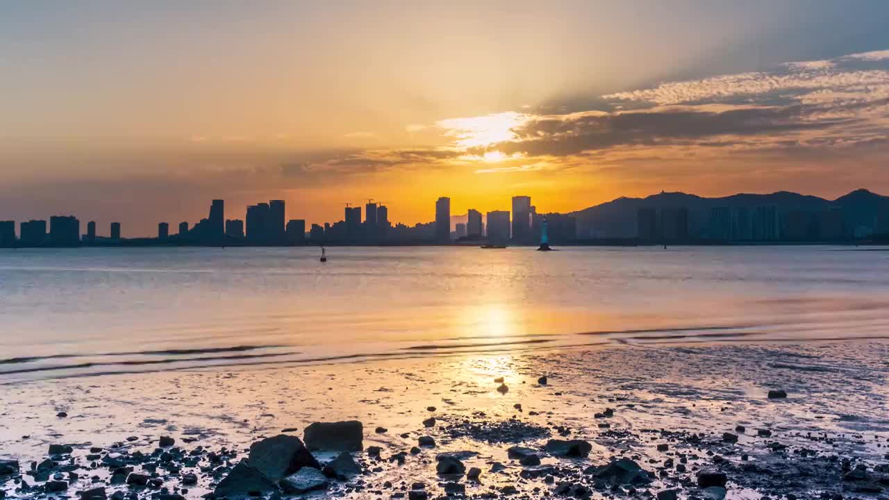 海湾公园夕阳视频下载