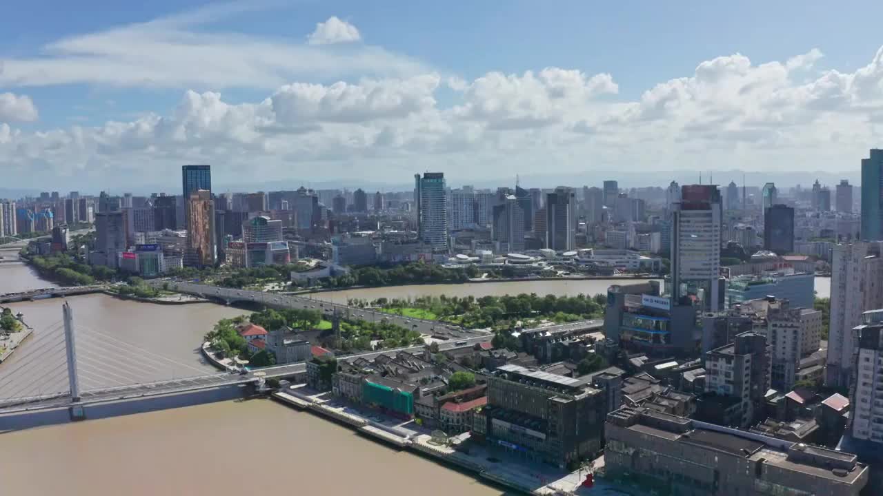 浙江省宁波市三江口老外滩航拍视频素材