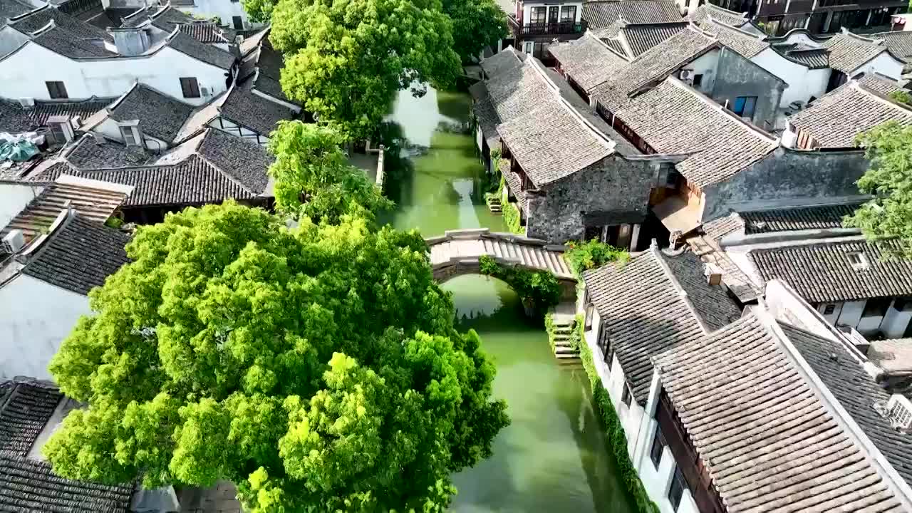 江苏苏州周庄航拍视频素材