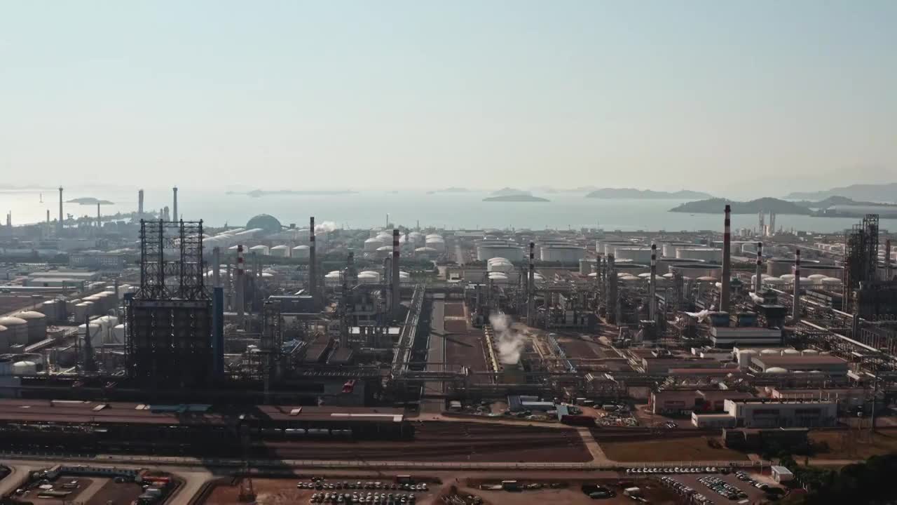 广东惠州大亚湾石化中心航拍视频素材