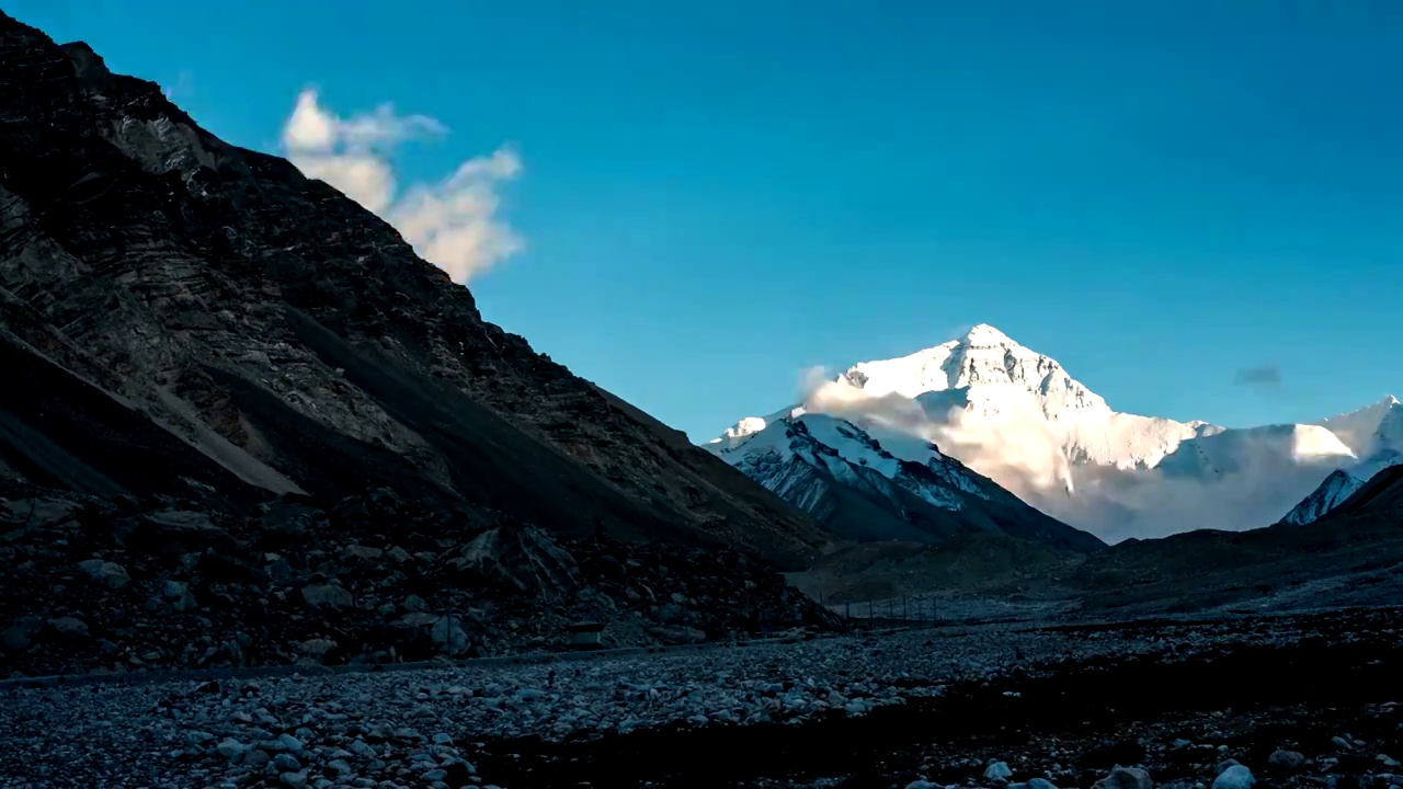 西藏日喀则珠峰落日延时视频素材