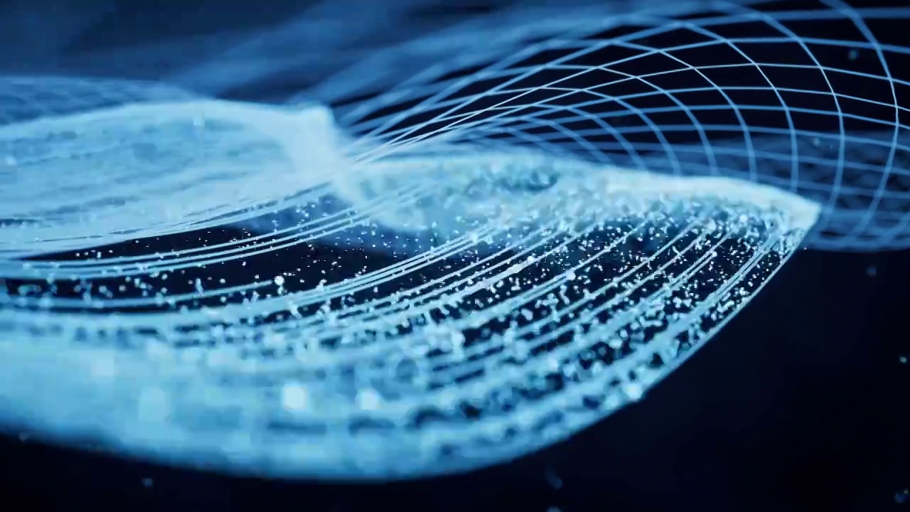 抽象蓝色粒子线条背景3D渲染视频素材