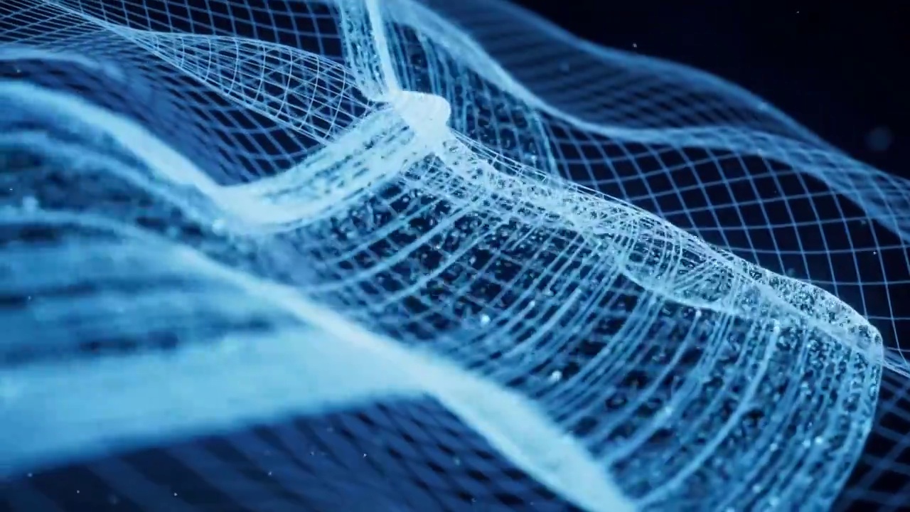 抽象蓝色粒子线条背景3D渲染视频素材