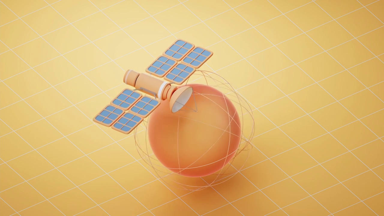 虚拟数字球体与卫星3D渲染视频素材