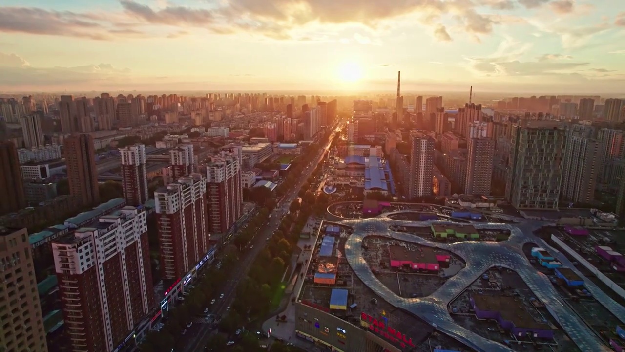 中国辽宁沈阳城市风景航拍蓝天视频素材