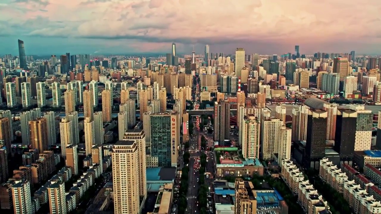 中国辽宁沈阳城市风景航拍蓝天视频素材