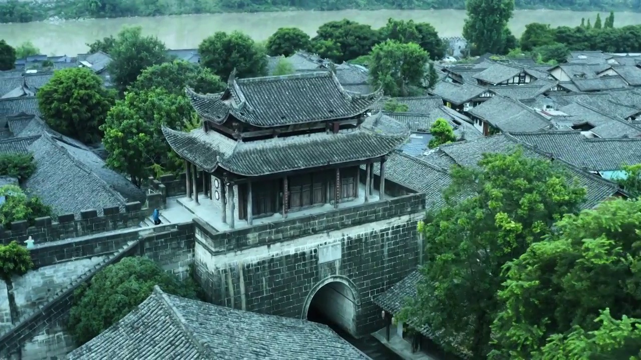航拍春节文化之乡中国四大古城之一阆中古城视频素材