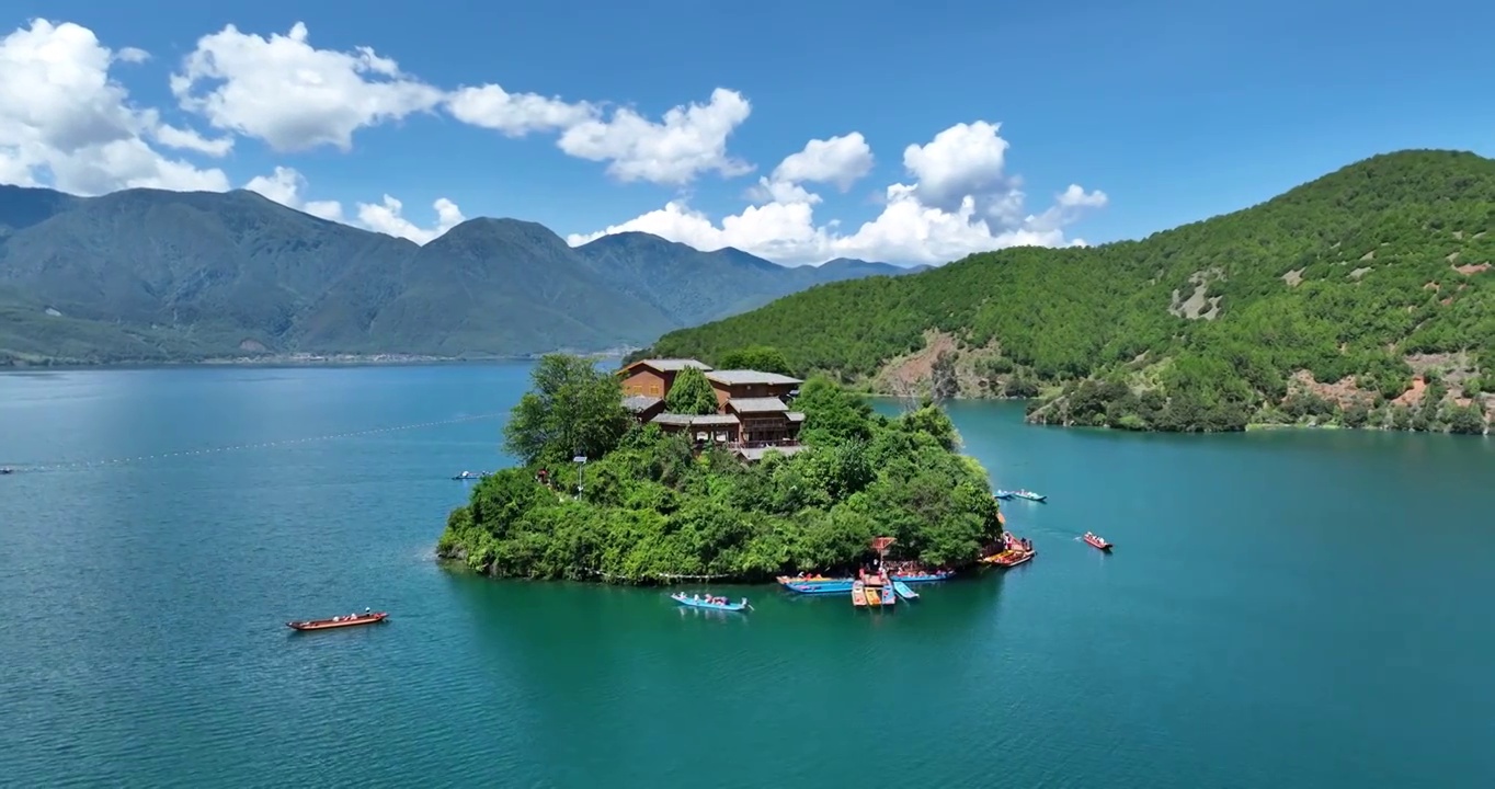 泸沽湖自然风光航拍视频下载