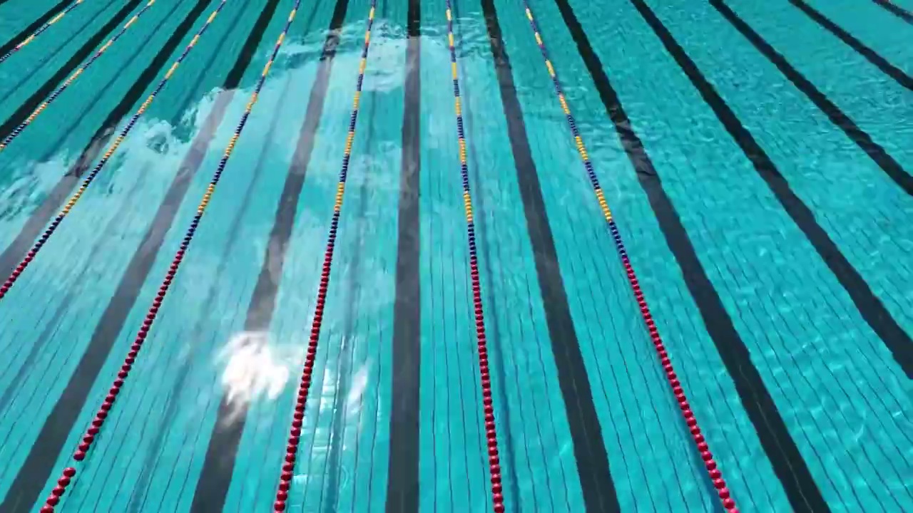 游泳馆池露天户外航拍空场景标准高清运动视频素材
