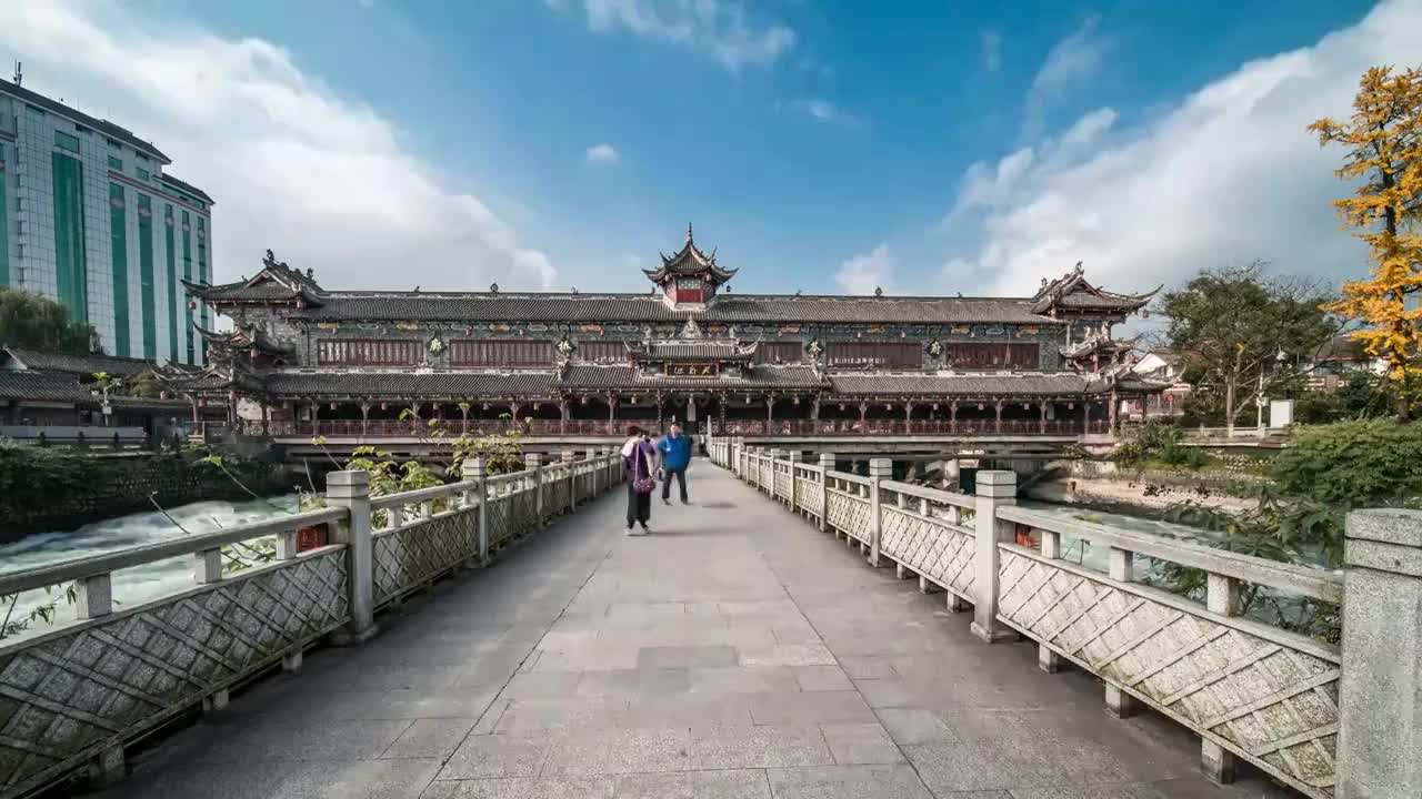 成都都江堰水利工程南桥景区分水坝延时视频素材