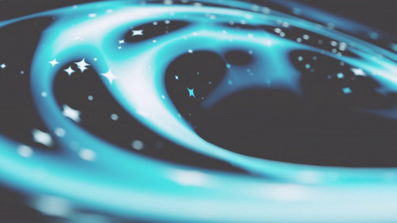 蓝色青色的粒子光斑的缓慢移动旋转的简约运动的动效特效CG背景辉光光芒8K视频下载