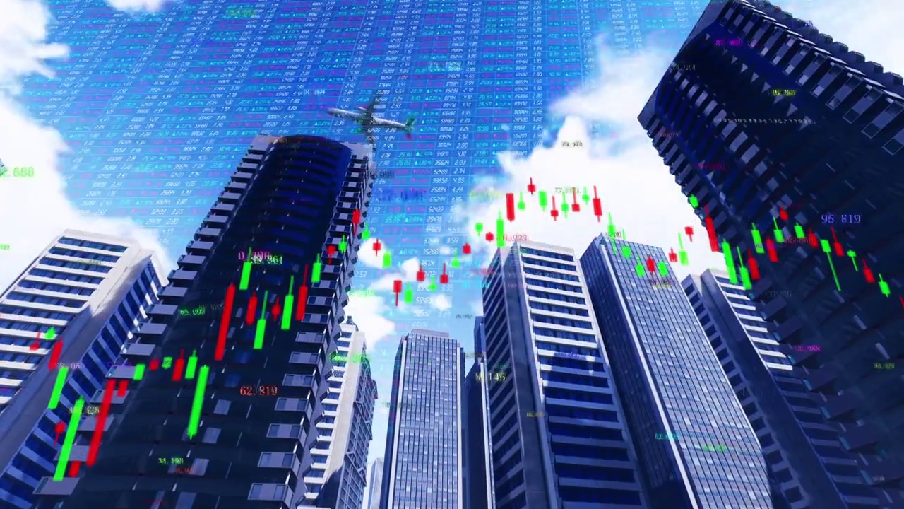 证券交易和股票市场K线走势图视频素材