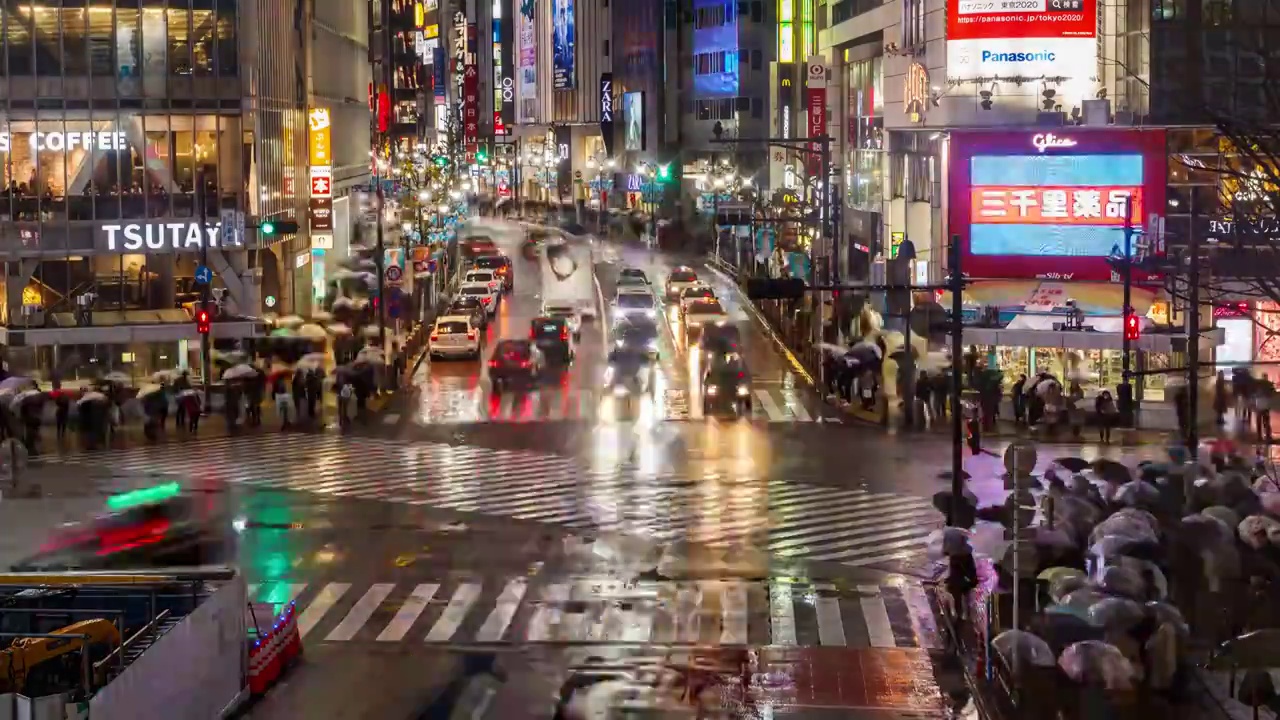 日本东京城市景观的夜晚延时镜头视频下载