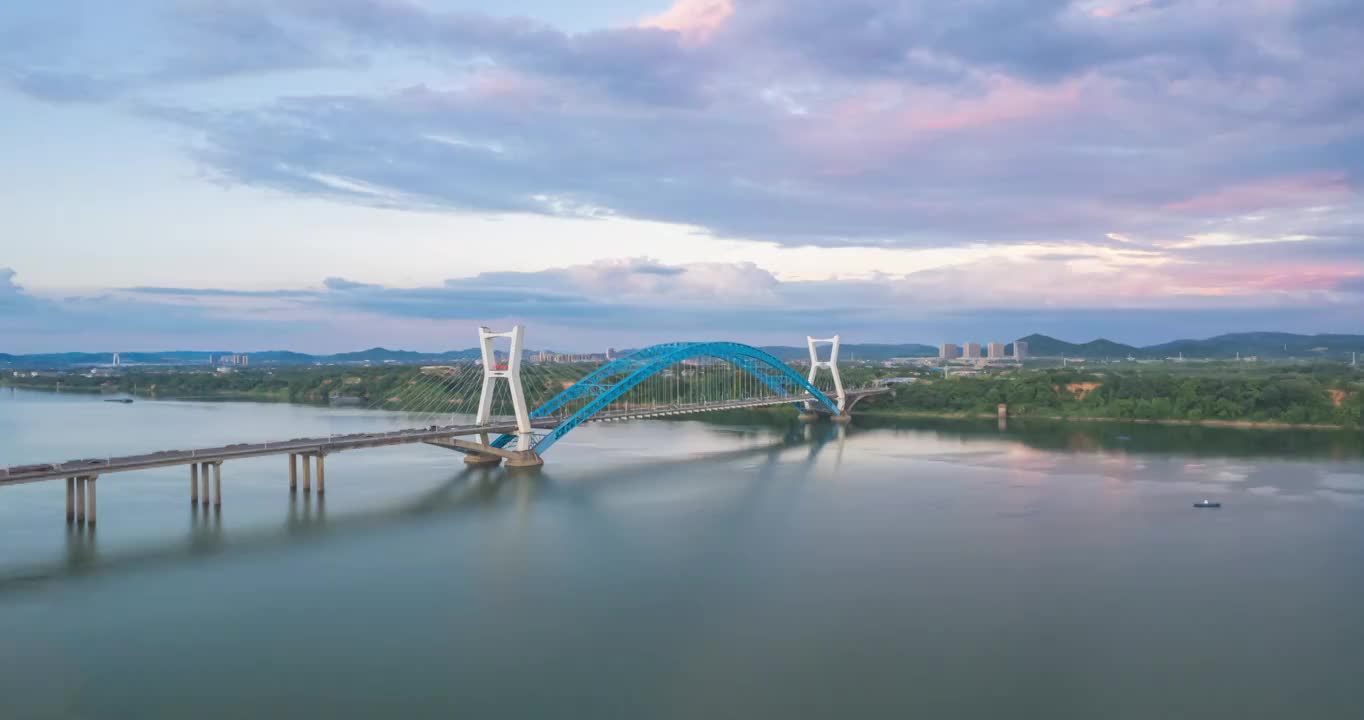 莲城大桥，晚霞视频素材
