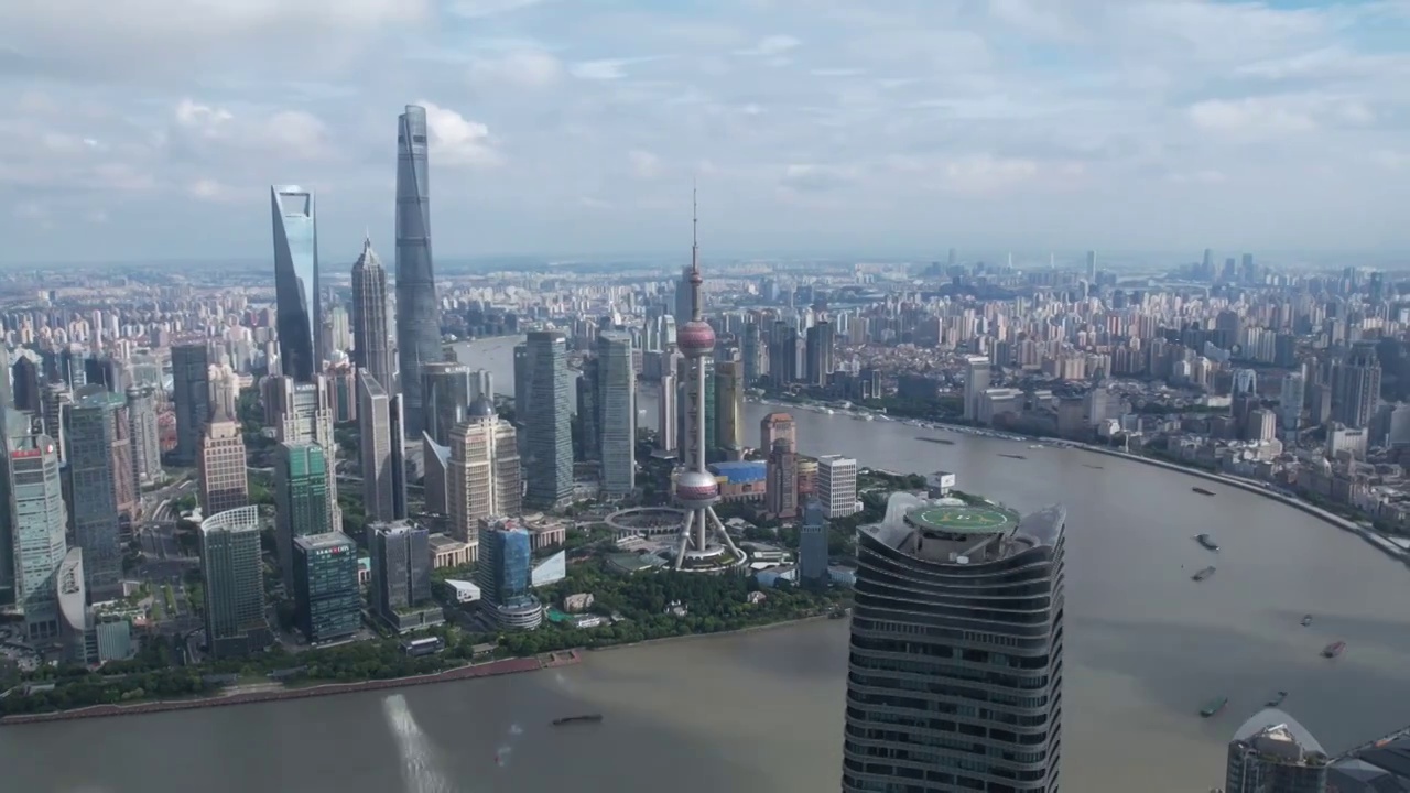 上海陆家嘴水晶天无人机延时航拍视频素材
