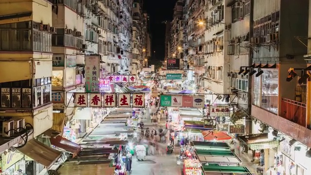 中国香港旺角街道人流延时视频下载