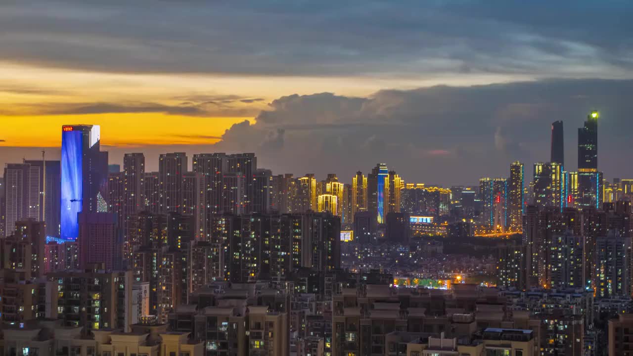 武汉夏日城市天际线夜景风光视频素材