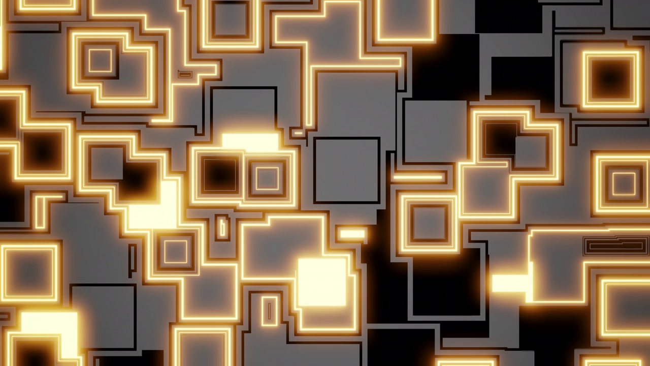 方形闪烁点亮的方块线条的动效特效CG动画科技背景8K422HQ视频下载