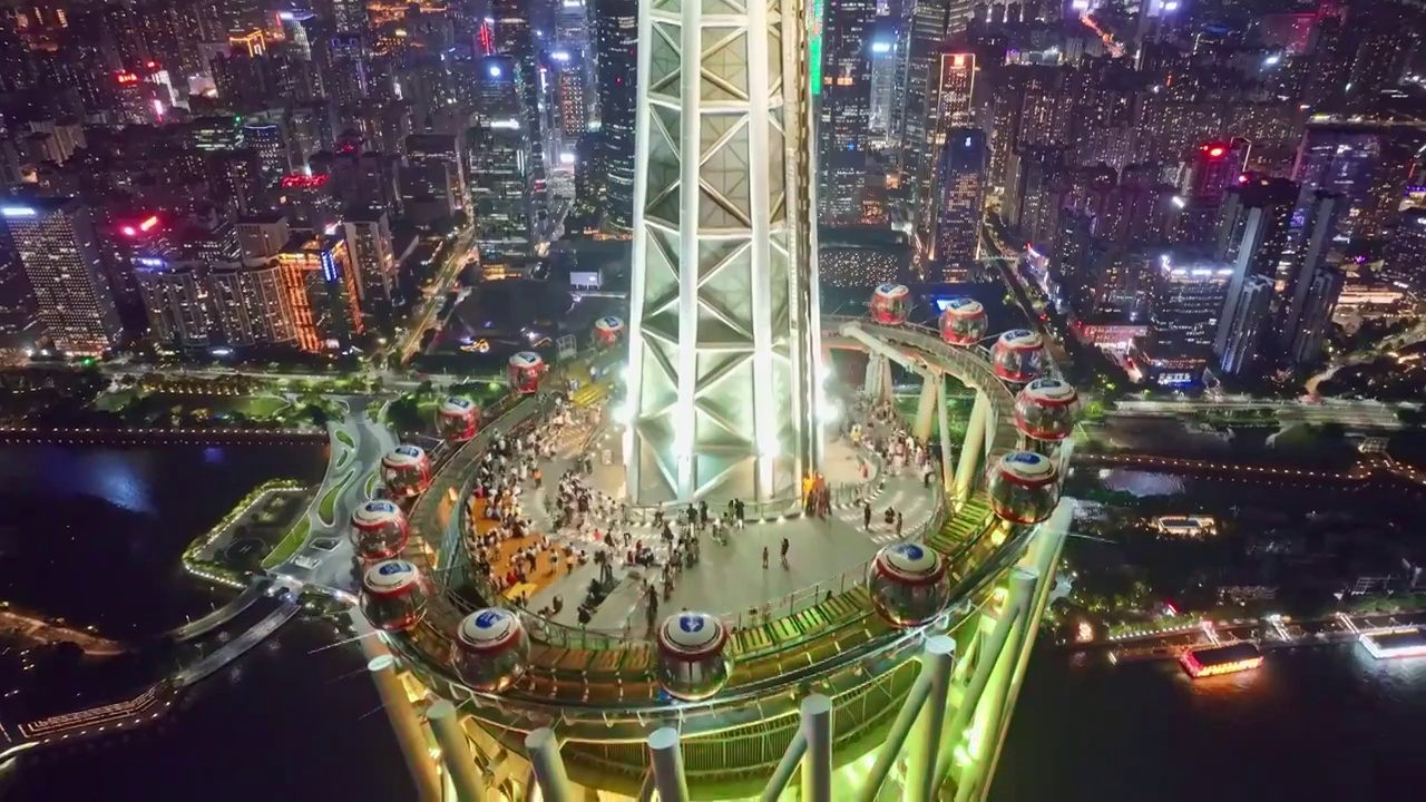 广州塔摩天轮夜景视频素材