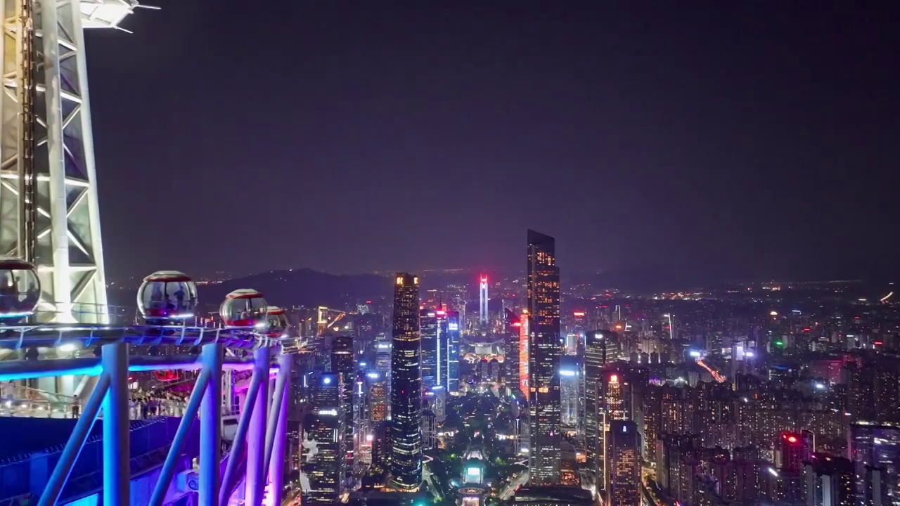 广州塔摩天轮夜景视频素材