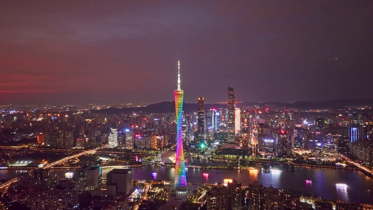 广州塔珠江两岸城市夜景视频素材