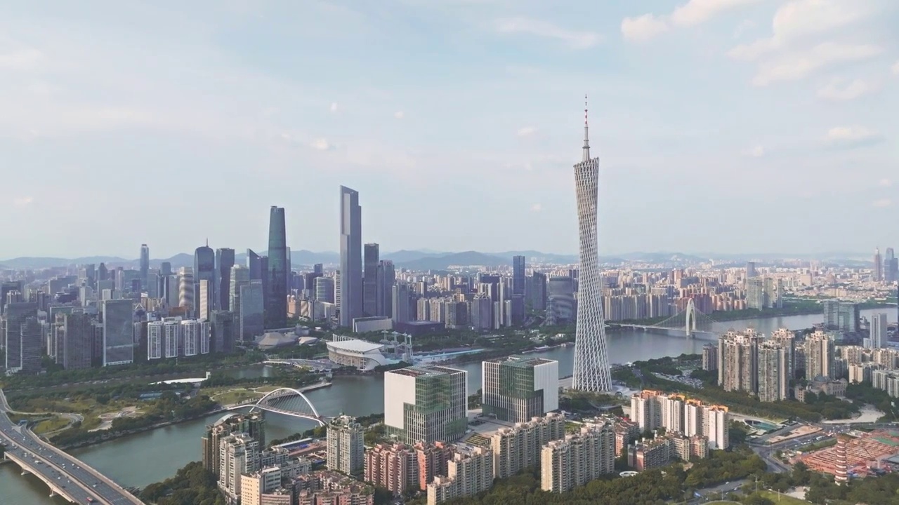 广州珠江两岸CBD建筑群视频素材