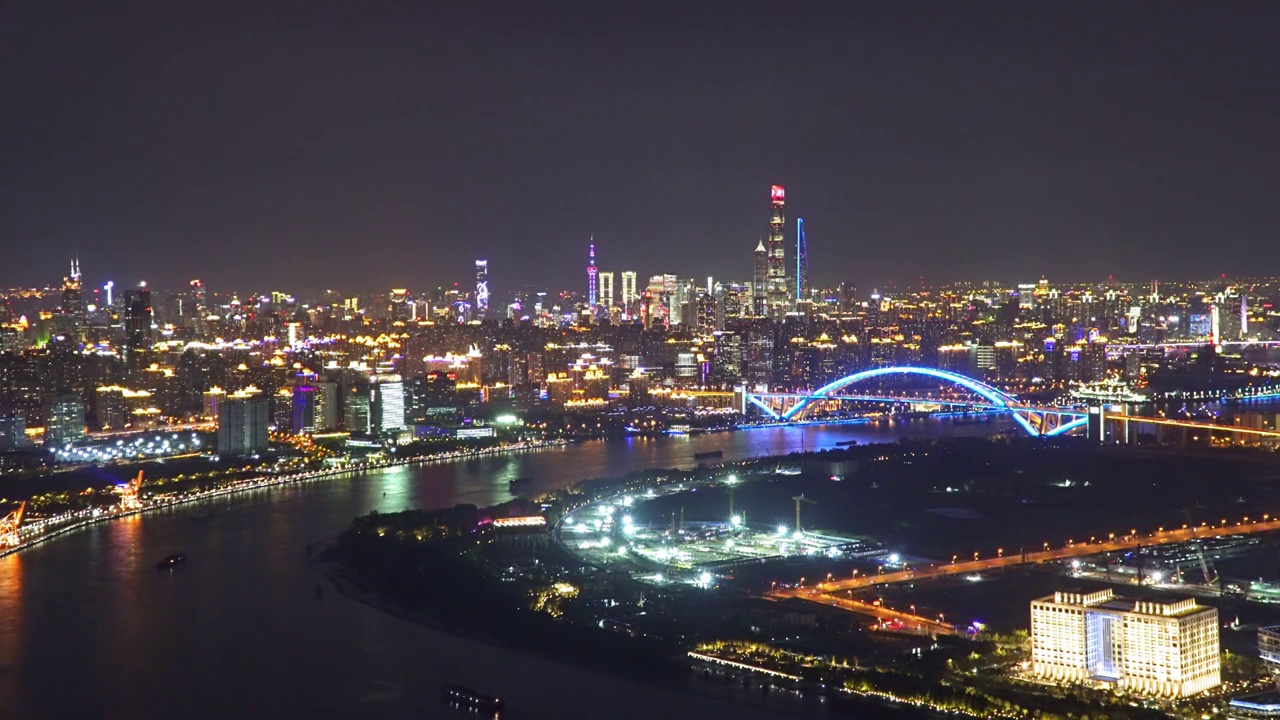 上海 高楼 徐汇滨江 眺望 陆家嘴 灯光秀 夜景 视频 4K视频素材