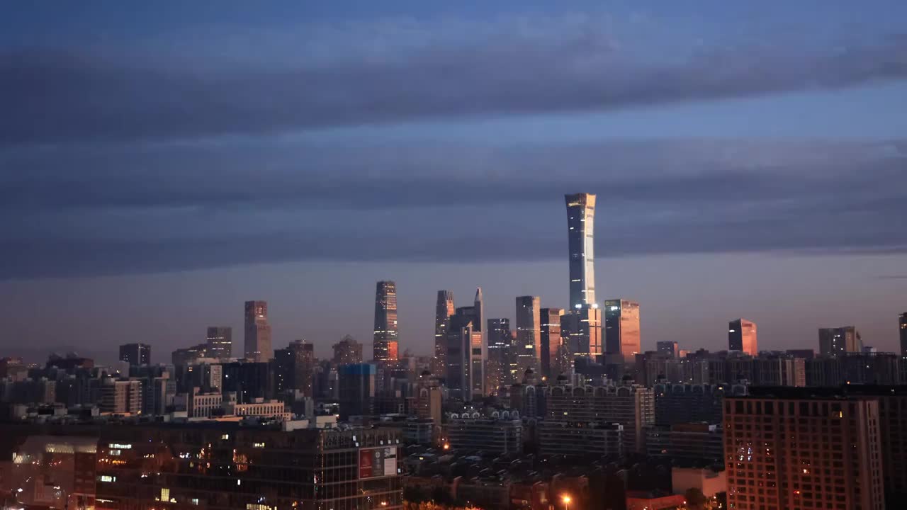 北京CBD天际线日落视频素材