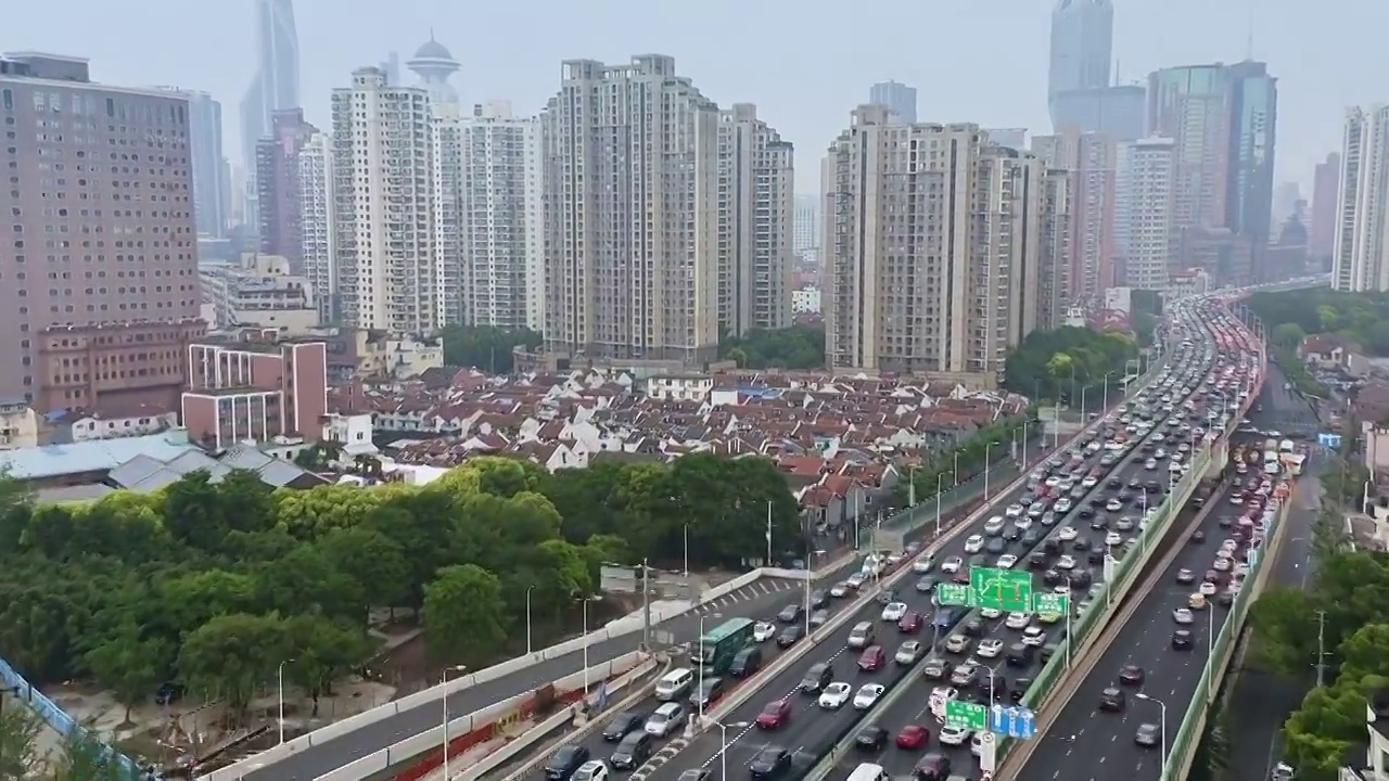 上海高架立交桥城市交通运输视频素材