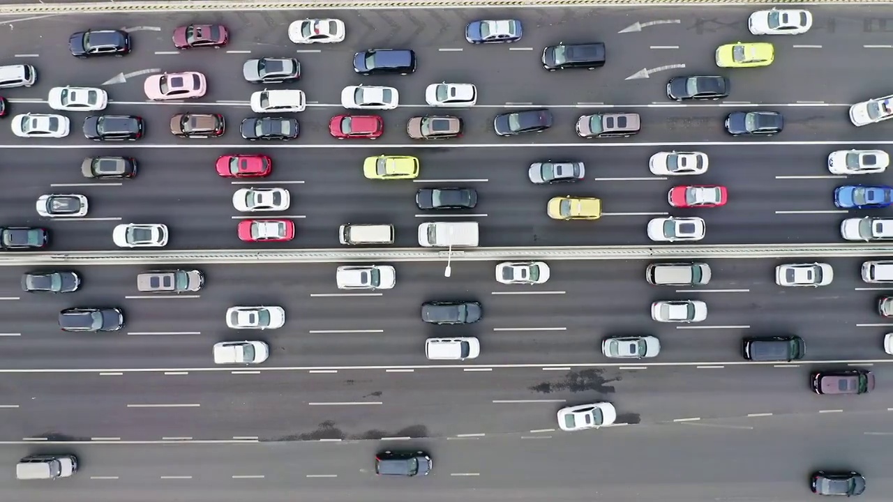 航拍上海市中心交通公路车流来往视频素材