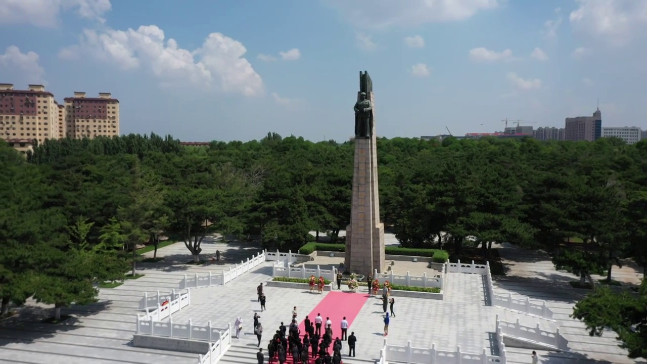 沈阳抗美援朝烈士陵园航拍视频素材