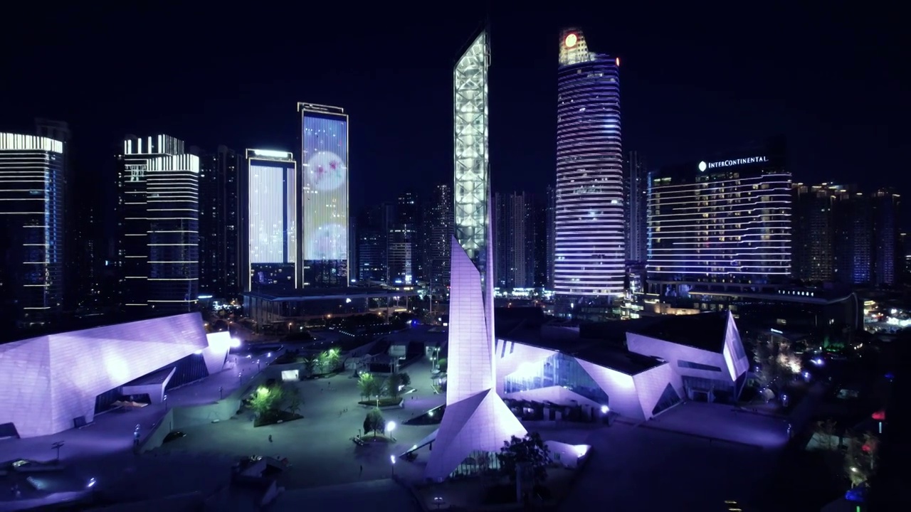 中国湖南长沙北辰三角洲建筑夜景视频素材