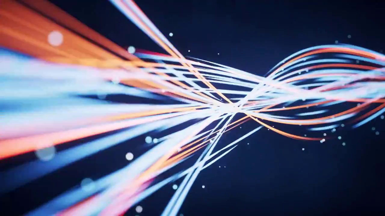 抽象流动的霓虹线条3D渲染视频素材