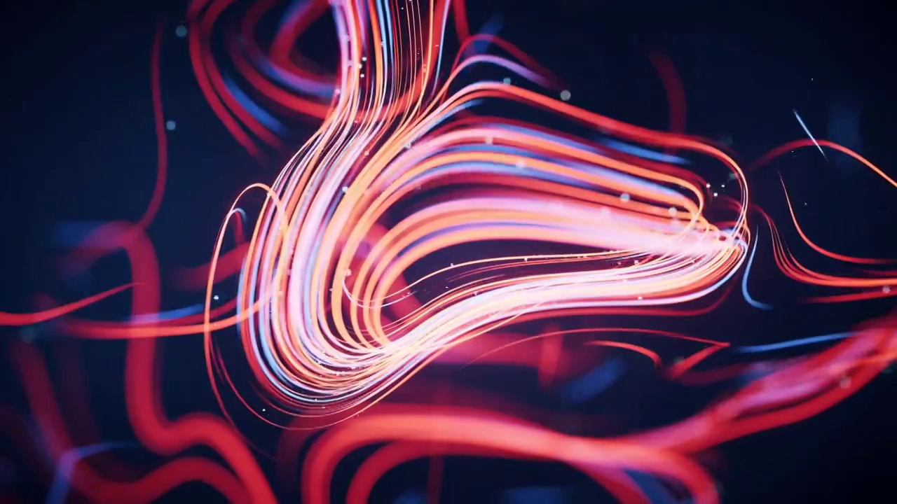 抽象流动的霓虹线条3D渲染视频下载