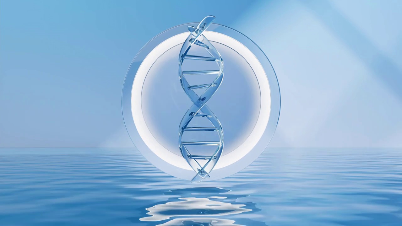 水面上的DNA结构3D渲染视频素材
