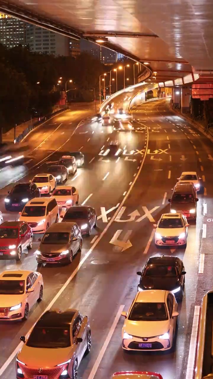 上海街道道路汽车车流延时视频素材
