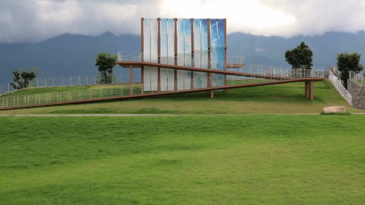 大理洱海公园蜡染建筑艺术雕塑视频素材