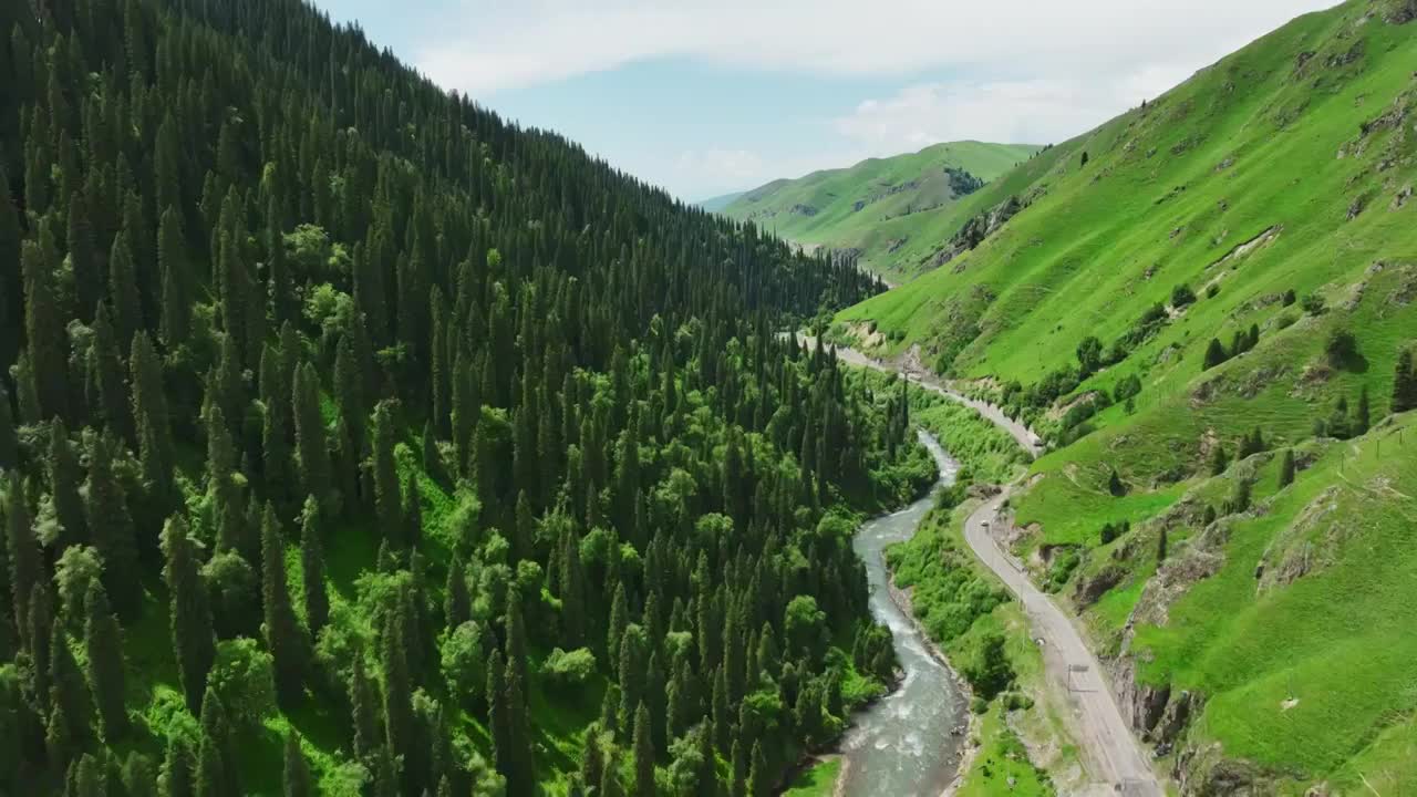 自然风光山川河流航拍视频素材