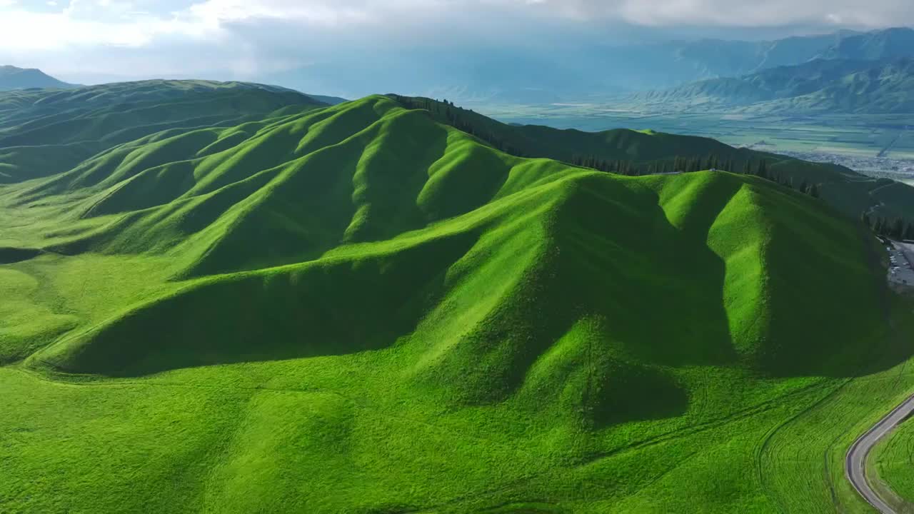 航拍新疆草原森林美景风景视频素材