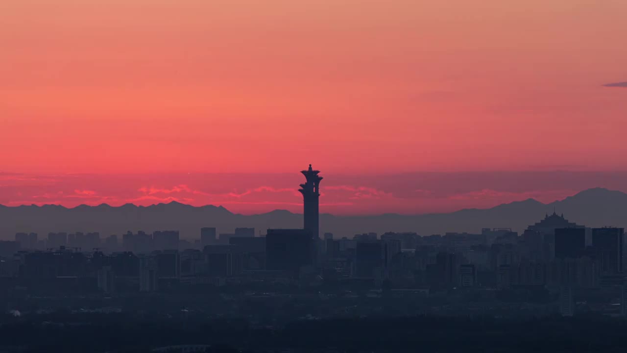 北京奥林匹克观光塔日出视频素材