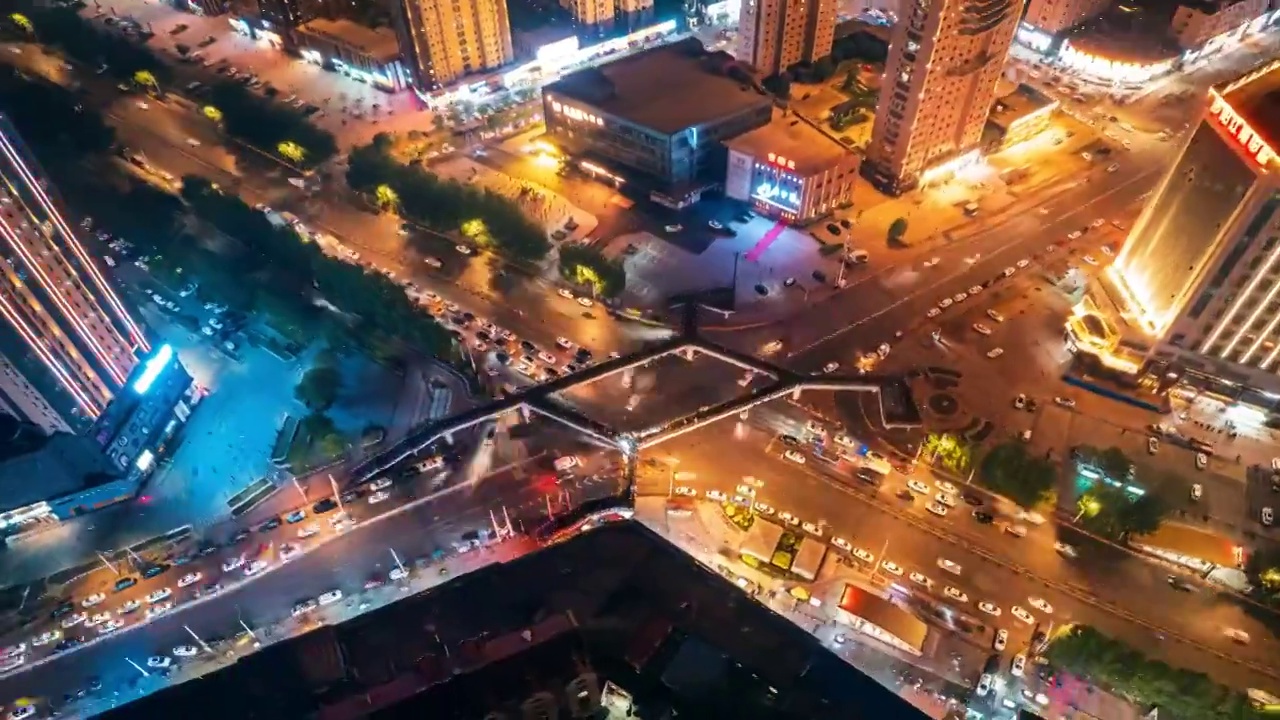 沈阳沈北新区城市街道夜景航拍视频素材